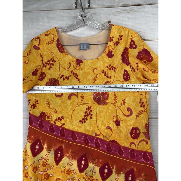 Vintage Y2K Rabbit Rabbit Rabbit Dress 16 M Floral Midi Artsy Layered Look NWT - Picture 6 of 11